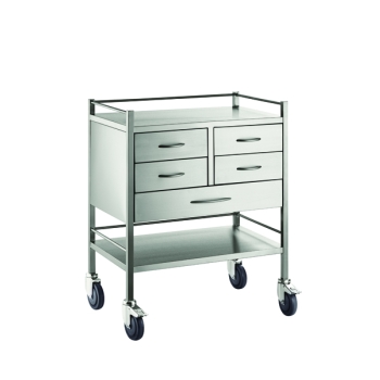 Trolley Stainless Steel Resus 5 Draw 80X50X90cm