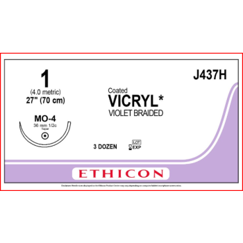 Coated Vicryl Plus 1-0 36mm MO-4 70cm violet