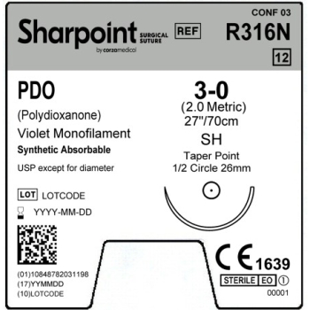 Sharpoint PDO 3-0 26mm Taper Point 70cm SH Violet