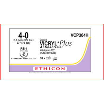 Coated Vicryl Plus Vio 4-0 RB-1 70cm Suture Violet