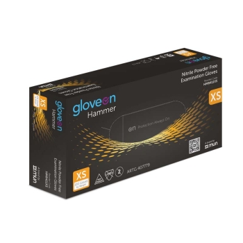 Hammer Black Nitrile Powder Free Gloves X-Small