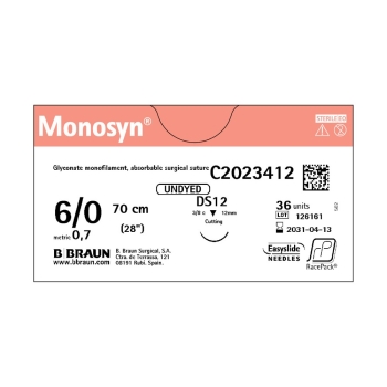 Monosyn Undyed 6-0 12mm RC 70cm Suture