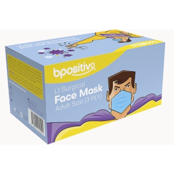 Bpositive Face Mask Level 1 Ear Loop 3ply