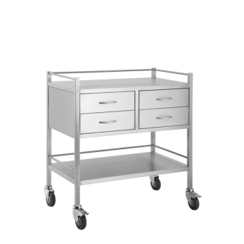 Trolley Stainless Steel - 4 Drawer Side by Side - 80x50x90cm