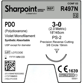 Sharpoint PDO 3-0 19mm Precision Reverse Cutting 45cm PS-2 Violet