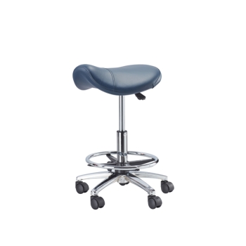 Premium Saddle Stool with Footrest - Navy