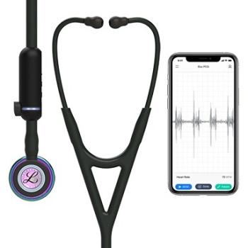 3M Littmann 8570 CORE Digital Stethoscope - High-Polish Rainbow Chestpiece; Black Tube Stem and Headset