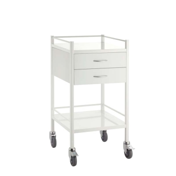 Medical Trolley Powder Coated Finish - 2 Drawer 50 x 50 x 96.7cm