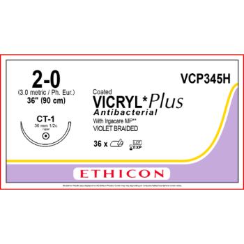 Coated Vicryl Plus 2-0 36mm Ct-1 90cm Suture Violet