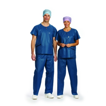 BARRIER Surgical Scrub Shirt Blue Large Single Use