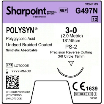 sharpoint polysyn 3-0 19mm prc 45cm ps-2 undyed