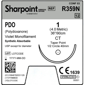 Sharpoint PDO 1-0 40mm TP 90cm CT Violet