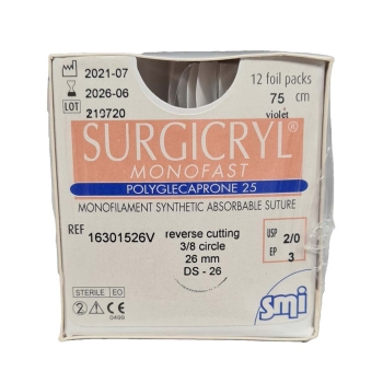 Surgicryl Monofast 2-0 26mm RC 75cm Violet