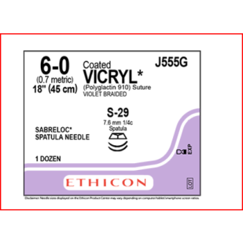 Vicryl 6-0 7.6mm S-29 45cm Suture Violet