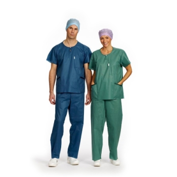 BARRIER Surgical Scrub Shirt Blue X-Large Single Use