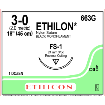 Ethilon 3-0 24mm FS-1 45cm Suture