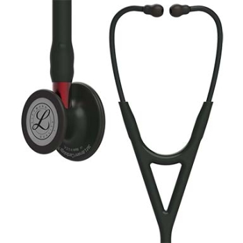 3M Littmann 6200 Cardiology IV Stethoscope - Special Edition Black Chestpiece Tube and Headset; Red Stem