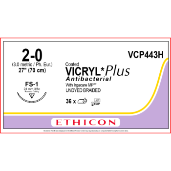 Coated Vicryl Plus 2-0 24mm FS-1 70cm Suture Undyed