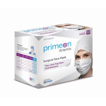 PrimeOn Artemis Surgical Face Mask Level 2 with Ties and Anti-fog Foam White