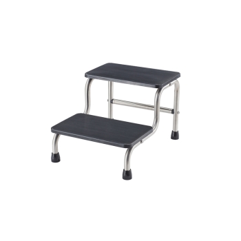 Double Step-Up Stool - Stainless Steel with Slip-Resistant Black Top