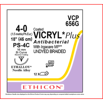 Coated Vicryl 4-0 16mm PS-4C 45cm Suture Undyed