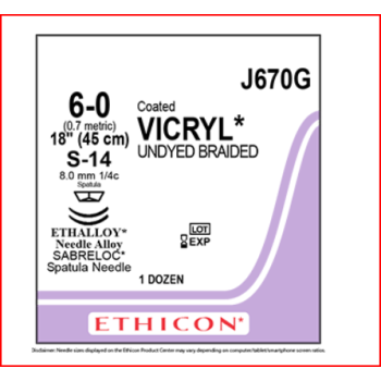 Coated Vicryl 6-0 S-14 45cm Undyed Double Armed Suture Undyed