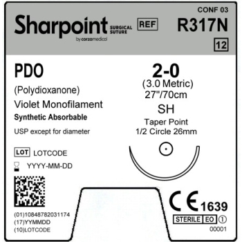 Sharpoint PDO 2-0 26mm Taper Point 70cm SH Violet