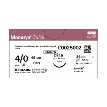 Monosyn Quick Undyed 4-0 RC 19mm 45cm Suture