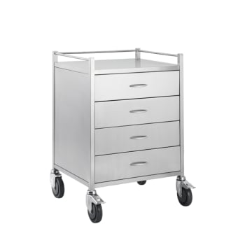 Medical Trolley Stainless Steel - 4 Drawer 50L x 50W x 90H cm