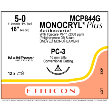 Monocryl Plus 5-0 16mm PC-3 45cm suture