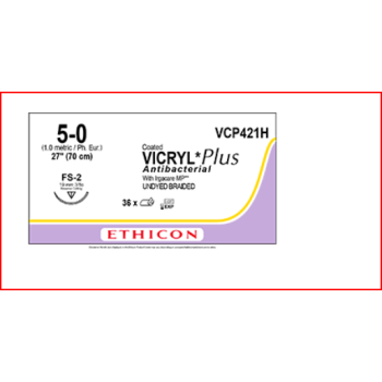 Coated Vicryl Plus 5-0 19mm FS-2 70cm Suture Undyed