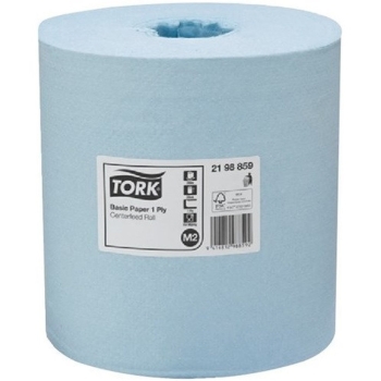 Tork Basic Paper; Blue; 1-Ply; 20cm x 300m; Centrefeed Roll