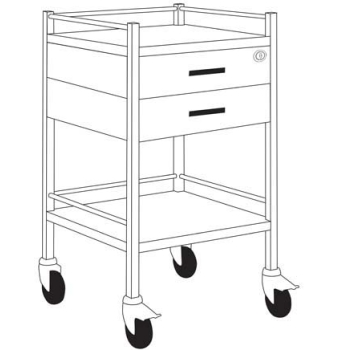 Trolley Stainless Steel - 2 Drawer with Lock - 50 x 50 x 90cm