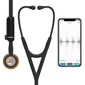 3M Littmann 8870 CORE Digital Stethoscope - High-Polish Copper Chestpiece; Black Tube Stem and Headset