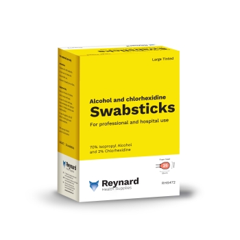 70% Alcohol & 2% Chlorhexidine Swabstick Large Tinted Red