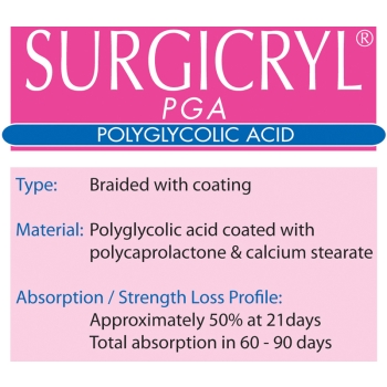 Surgicryl PGA 6-0 12mm 45cm Suture Violet
