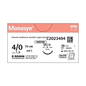 Monosyn Undyed 4-0 16mm RC 70cm Suture