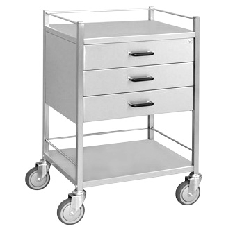 Trolley Stainless Steel 3 Drawer 75x50x90cm