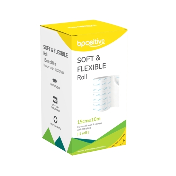 bpositive Soft and Flexible Fixation Roll 15cm x 10m White