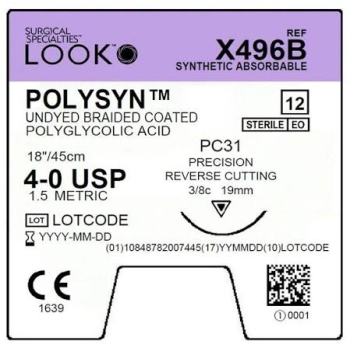 Look Polysyn 4-0 19mm Precision Reverse Cutting 45cm PC31 Undyed