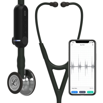 3M Littmann 8890 CORE Digital Stethoscope - High-Polish Mirror Chestpiece; Black Tube Stem and Headset