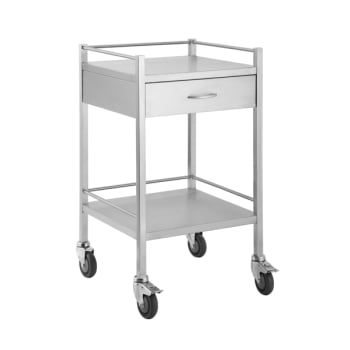 Medical Trolley Stainless Steel - 1 Drawer 50L x 50W x 90H cm