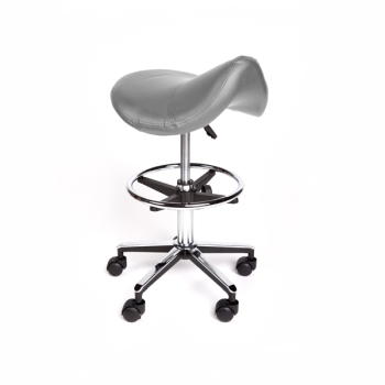 Stool Saddle W/Footrest Grey