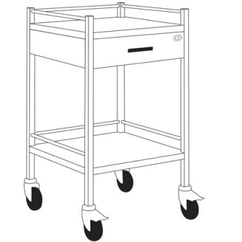 Trolley Stainless Steel -  1 Drawer with Lock - 50 x 50 x 90cm