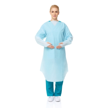 PrimeOn Isolation Gown with Thumb Hook Blue Regular