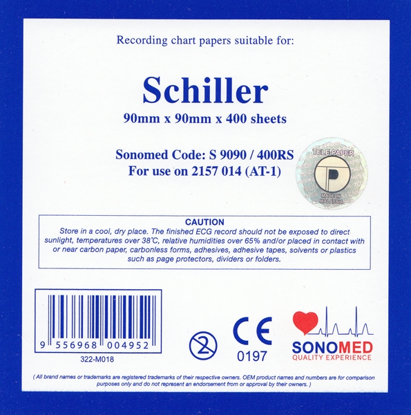 Schiller at-1 Chart Paper - 90mm X 90mm X 280 Sheets, Z-fold
