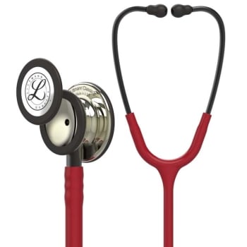 3M Littmann 5864 Classic III Stethoscope - High-Polish Champagne Chestpiece; Burgundy Tube; Smoke Stem and Headset