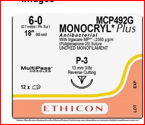 Monocryl Plus 6-0 13mm P-3 45cm Suture