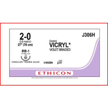 Coated Vicryl Plus 2-0 17mm RB-1 70cm Violet