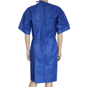 Gowns patient disposable medium/large dark blue short sleeve Pacific Medical